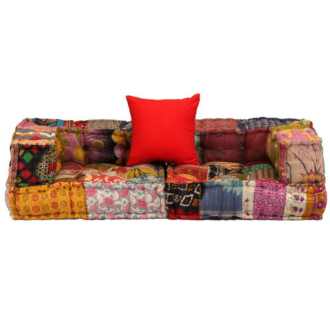 Retro 2 seater Sofa Set for Living Rooom Bedroom Furniture Old Style Multicolor Sofa with Armrests Patchwork Fabric Couches