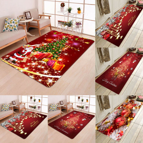 5 Sizes 8 Styles Christmas Rug Anti-slip Carpet Xmas Santa Claus Print Floor Mat Rugs for Party Home Christmas Decoration