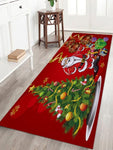 3D Christmas Santa Claus Anti-slip Kitchen Dining Room Fireplace Floor Mat Flannel Carpet Rug Durable Xmas Home Decor Floor Rug