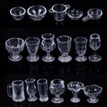 17Pcs/Set Cute 1:12 Dollhouse Mini Transparent DIY Pretend Play Kitchenware Toy Drink Cups Dish Tableware Miniatures