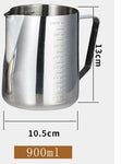 Stainless Steel Coffee Pull Cup Milk Foam Pot Milk Jug Measuring Cup Practical Kitchen Tool Scale Design Kitchen Scale Cup