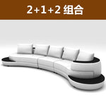 cow top grade real leather sofa sectional living room sofa corner home furniture couch arc shaped with solid wooden modern style