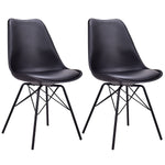 Giantex Set of 2pcs Dining Side Chair Upholstered Armless with Padded Seat Metal Legs Black Modern Home Furniture HW56508BK