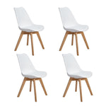 EGGREE Set of 4 Dining/Office Chair With Solid Wood Beech Legs Leisure Bar Coffee Chair Modern Design For Reception Room White