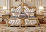 Gorgeous Carving King Size Soft Bed,European Royal Luxury Leather Bed Solid Wood Carving Master Bedroom Bed  MB-0313