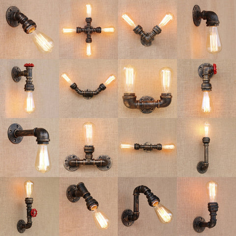 Retro Industrial Wall Lamp Vintage iron rust Water pipe Lamps E27 Loft Light Plated Indoor Lighting Home bedroom restaurant Deco