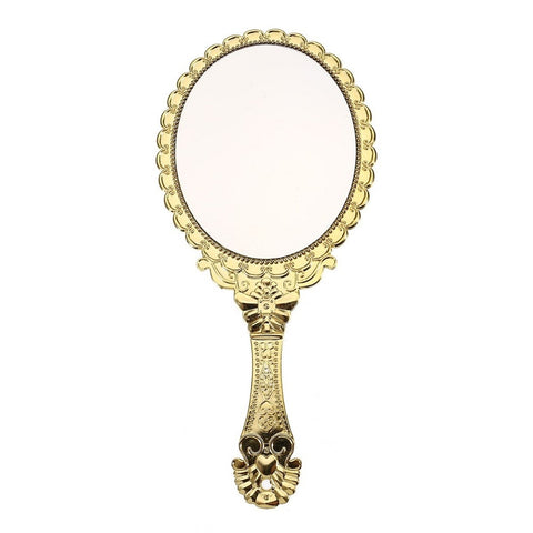 Portable Vintage Cosmetic Makeup Mirror Hand Hold Oval Round Mirror Noble Restore Ancient Ways Court Mirror Beauty Tool 2017