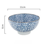 KINGLANG Japanese Style Classical Ceramic Blue And White Kitchen Rice Bowl Big Ramen Soup Bowl Spoon Small Tea Tableware