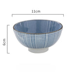 KINGLANG Japanese Style Classical Ceramic Blue And White Kitchen Rice Bowl Big Ramen Soup Bowl Spoon Small Tea Tableware