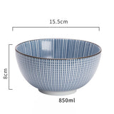 KINGLANG Japanese Style Classical Ceramic Blue And White Kitchen Rice Bowl Big Ramen Soup Bowl Spoon Small Tea Tableware