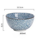 KINGLANG Japanese Style Classical Ceramic Blue And White Kitchen Rice Bowl Big Ramen Soup Bowl Spoon Small Tea Tableware