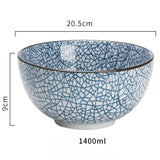 KINGLANG Japanese Style Classical Ceramic Blue And White Kitchen Rice Bowl Big Ramen Soup Bowl Spoon Small Tea Tableware