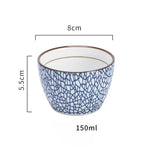 KINGLANG Japanese Style Classical Ceramic Blue And White Kitchen Rice Bowl Big Ramen Soup Bowl Spoon Small Tea Tableware