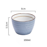 KINGLANG Japanese Style Classical Ceramic Blue And White Kitchen Rice Bowl Big Ramen Soup Bowl Spoon Small Tea Tableware