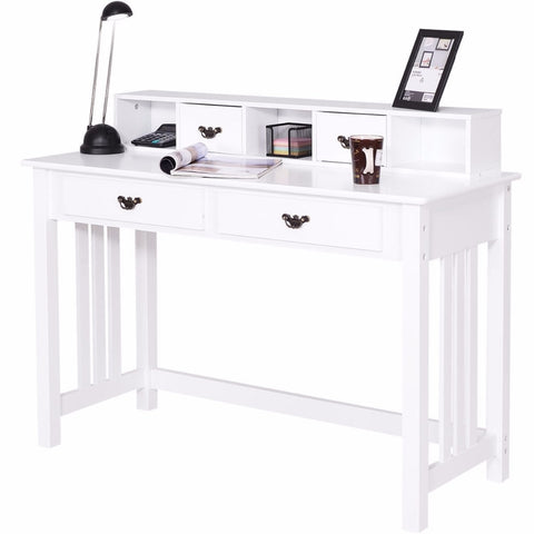 Giantex Writing Desk Mission White Home Office Computer Desk 4 Drawer White Home Furniture HW50202