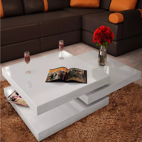 vidaXL Coffee Table Side Tables Furniture 3 Tiers Living Room Mesas De Centro Coffee Table High Gloss White Coffee Table V3