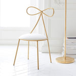 Quality Metal Chair Fashion Nordic Bar Leisure Stool Modern Make Up Chair Dining Chair with Bow Shape Backrest with Foam Sponge