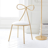 Quality Metal Chair Fashion Nordic Bar Leisure Stool Modern Make Up Chair Dining Chair with Bow Shape Backrest with Foam Sponge