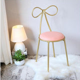 Quality Metal Chair Fashion Nordic Bar Leisure Stool Modern Make Up Chair Dining Chair with Bow Shape Backrest with Foam Sponge