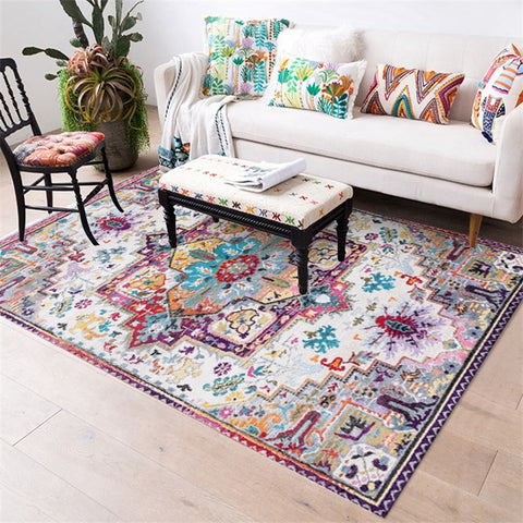 Morocco Style Anti-Skid Jacquard Carpet for Living Room Bedroom Floor Mat Floral Pattern Absorbent Non-Slip Home Decor Area Rugs