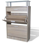 VidaXL Simple And Elegant Shoe Cabinet With 1 Drawer 1 Upper Glass Top And 2 Compartments European Shoe Storage Racks Organizer