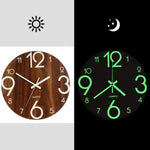 Hot-Luminous Wall Clock,12 Inch Wooden Silent Non-Ticking Kitchen Wall Clocks With Night Lights For Indoor/Outdoor Living Room