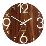 Hot-Luminous Wall Clock,12 Inch Wooden Silent Non-Ticking Kitchen Wall Clocks With Night Lights For Indoor/Outdoor Living Room