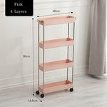 Bathroom Quilted Storage Rack Four Layers Kitchen Narrow Cabinet Living Room Foor-standing Gap Shelf Home Furniture