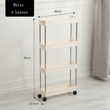 Bathroom Quilted Storage Rack Four Layers Kitchen Narrow Cabinet Living Room Foor-standing Gap Shelf Home Furniture