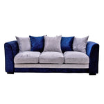 Panana Crushed Velvet Fabric Sofa set /3 Seater/ 2 Seater Blue & Silver Home Livingroom Furnitures with Pillows Fast Delivery