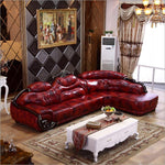 high quality  European  antique living room sofa furniture genuine leather set 1073