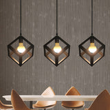 iron Metal Cage Pendant Light Industrial Cube Pendant Lights Accessory Loft Ceiling industrial lamp hanglamp for Home Bar Cafe