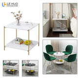 Marble texture Wood Double layer Coffee Table Living room Sofa Side Table Small Dining Table Small end Table Home Furniture