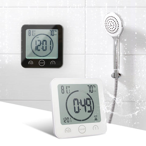 Waterproof LCD Digital Wall Clock Shower Suction Wall Stand Alarm Timer Temperature Humidity Bath Weather Station for Home