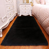 Long Hair Solid Carpet  Living Room Deco Artificial Skin Rectangle Fluffy Mat Pad Anti-Slip Chair Sofa Cover Plain Area Rugs