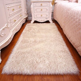 Long Hair Solid Carpet  Living Room Deco Artificial Skin Rectangle Fluffy Mat Pad Anti-Slip Chair Sofa Cover Plain Area Rugs